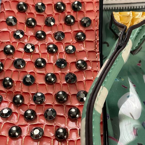 Nicole Lee Sweet Cupcake Tote Removable Interior Bag Coral Green Dogs Puppies - Picture 16 of 16